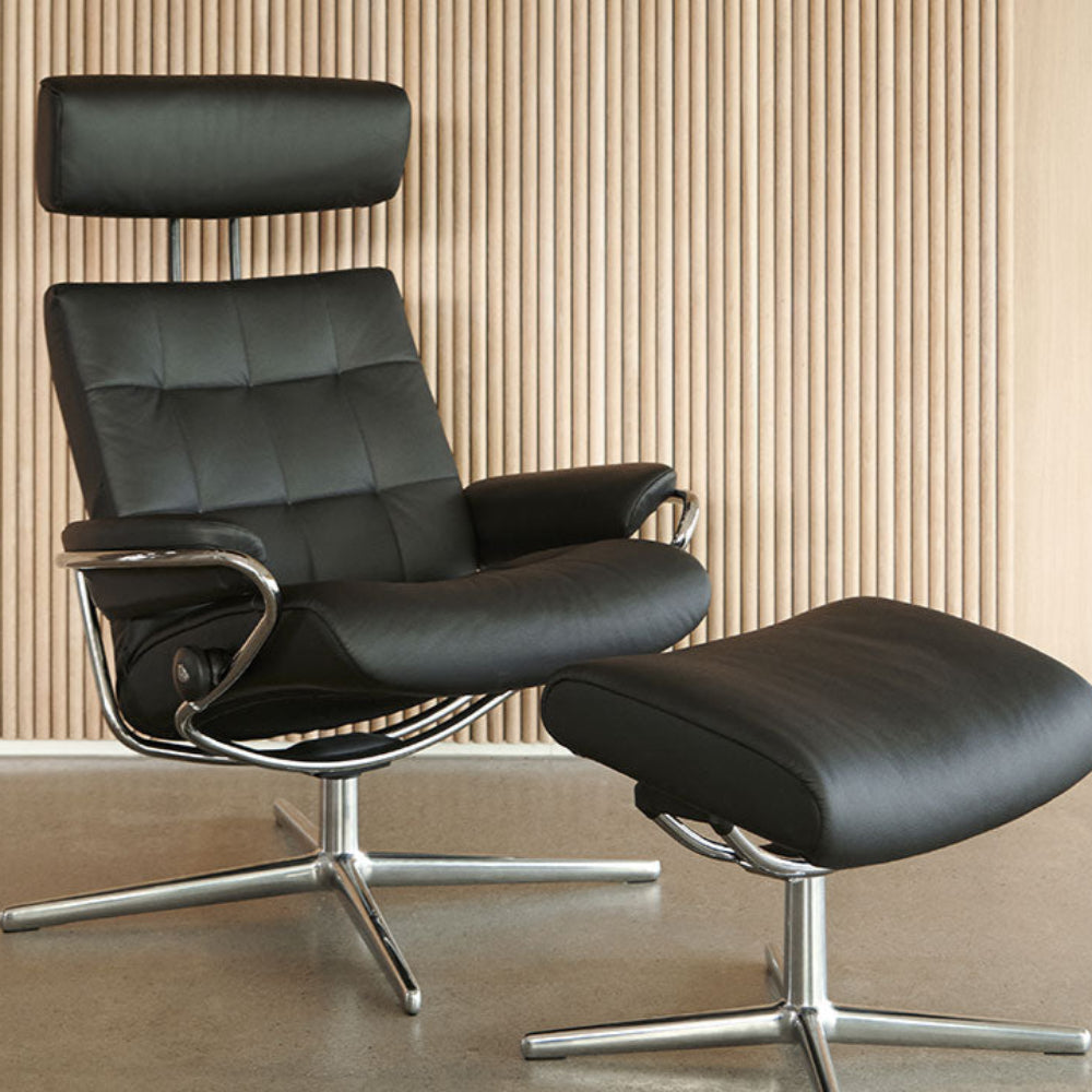 Sillón de Stressless® modelo LONDON Pie Cross base Plus™ System BalanceAdapt™ piel Batick