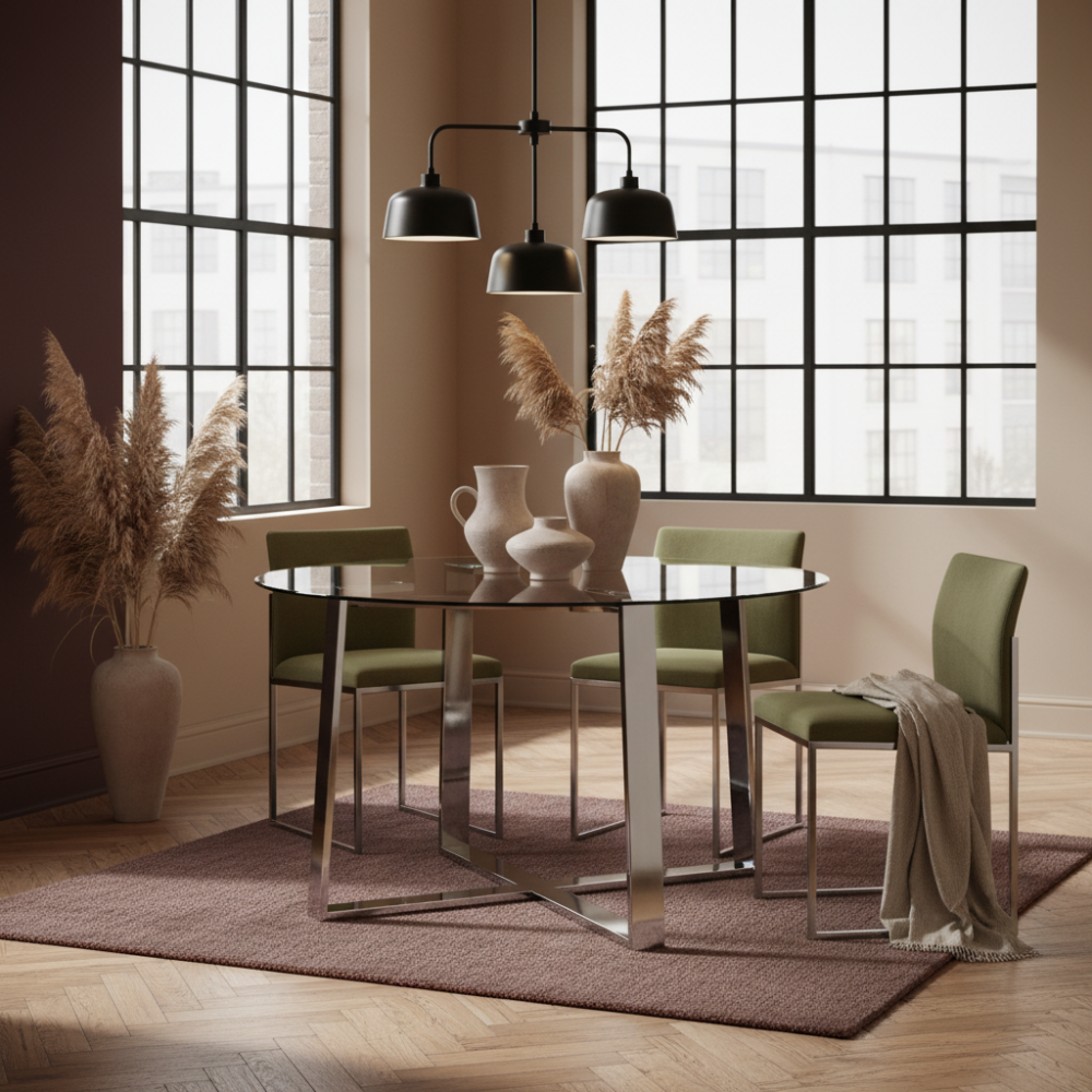 Mesa de Comedor Fija Tapa Cristal Templado
