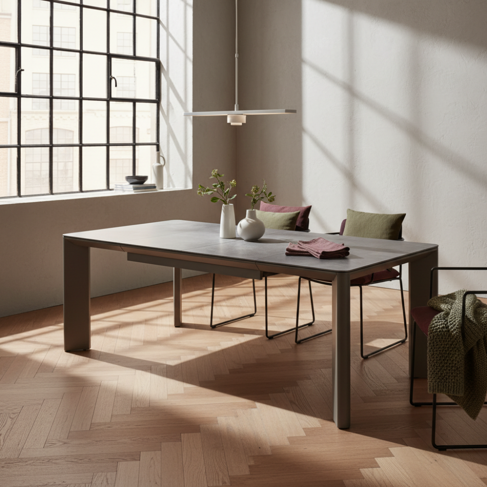 Mesa Comedor Fija o Extensible con tapa cerámica