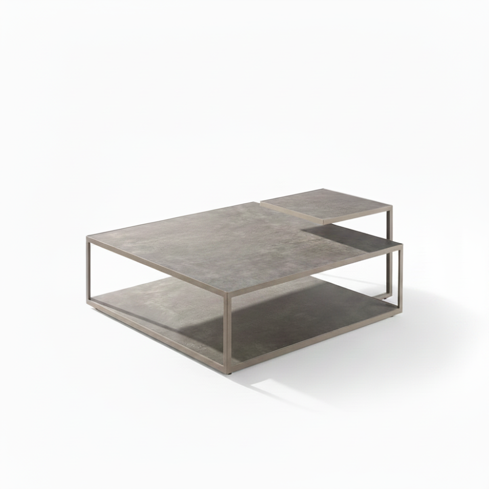 Mesa de Centro y Auxiliar con Tapa de Cerámica