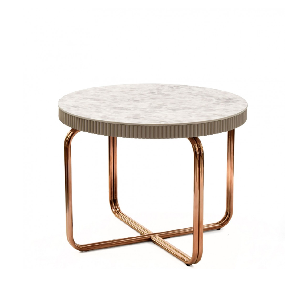 Mesa de Centro de Metal Rosa y Piedra