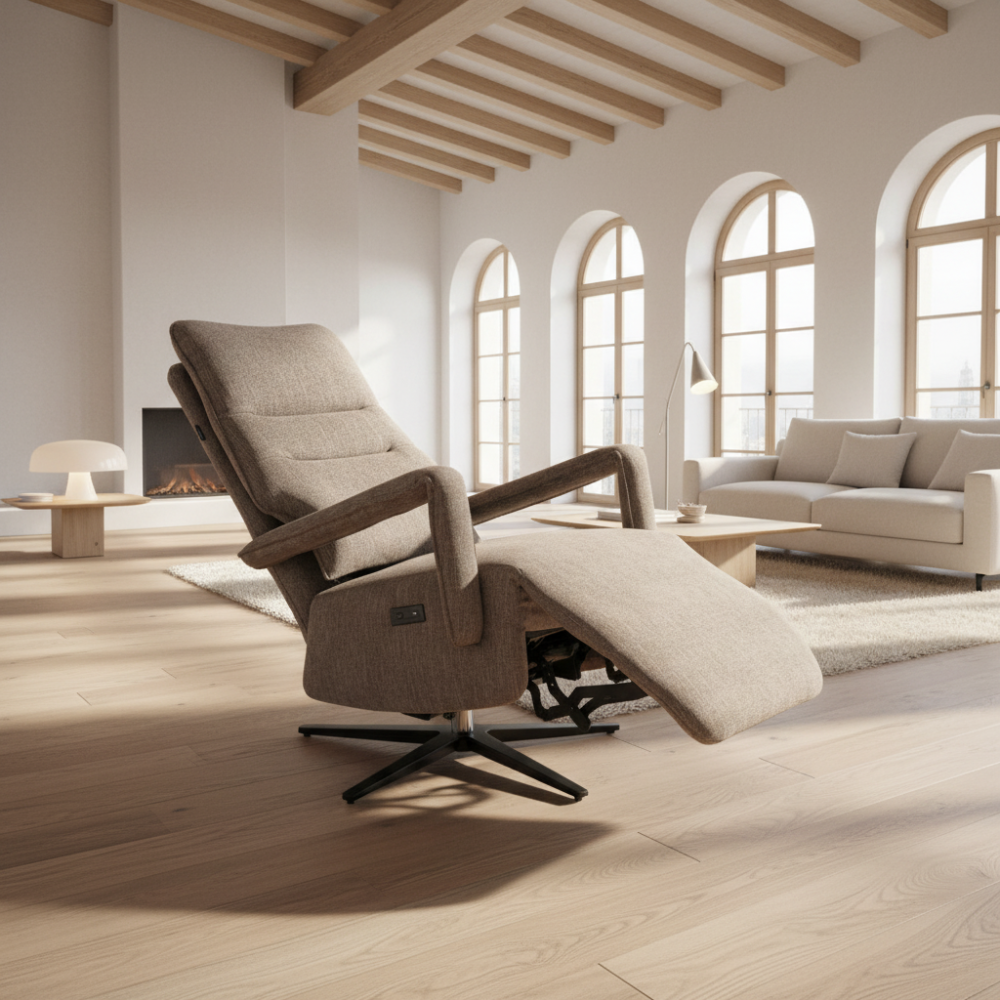 Butaca giratoria relax de diseño modelo CROS Tapizado Aquaclean