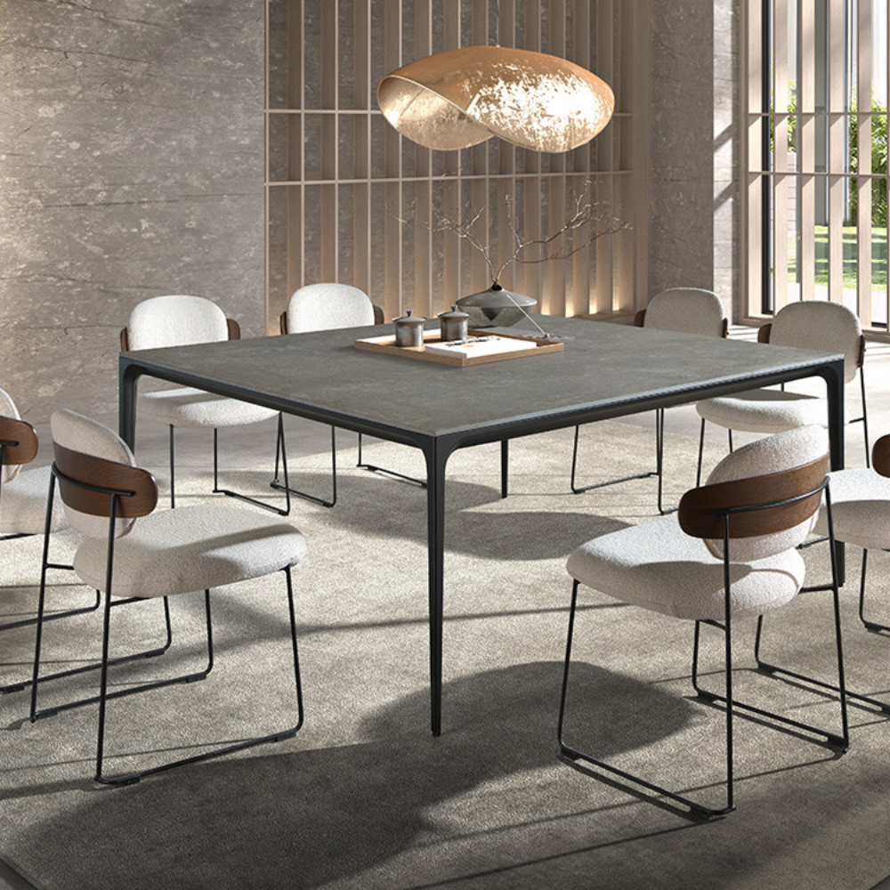 Mesa de Comedor Cuadrada Modelo NC-KK FIX KER Tapa de Porcelánico