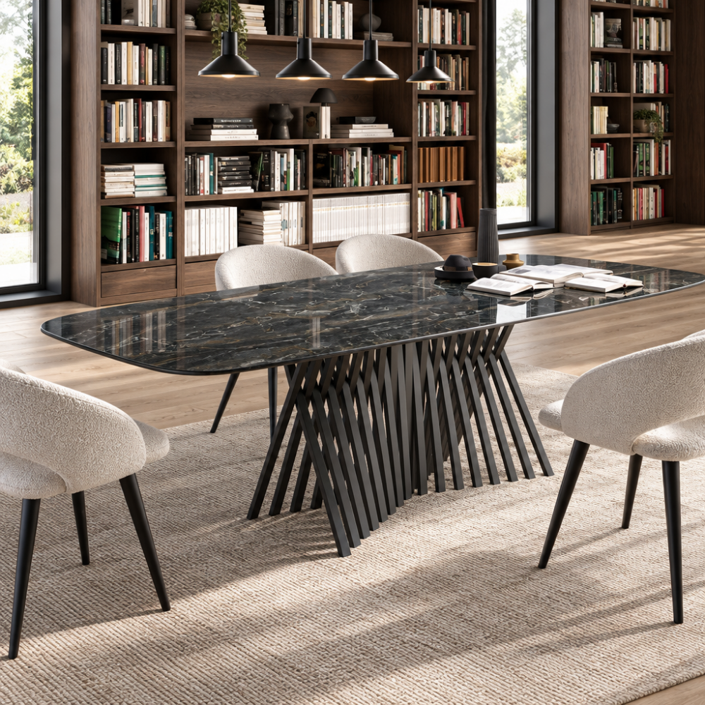 Mesa de Comedor Fija Modelo NC-LF FIX KER Tapa de Porcelánico