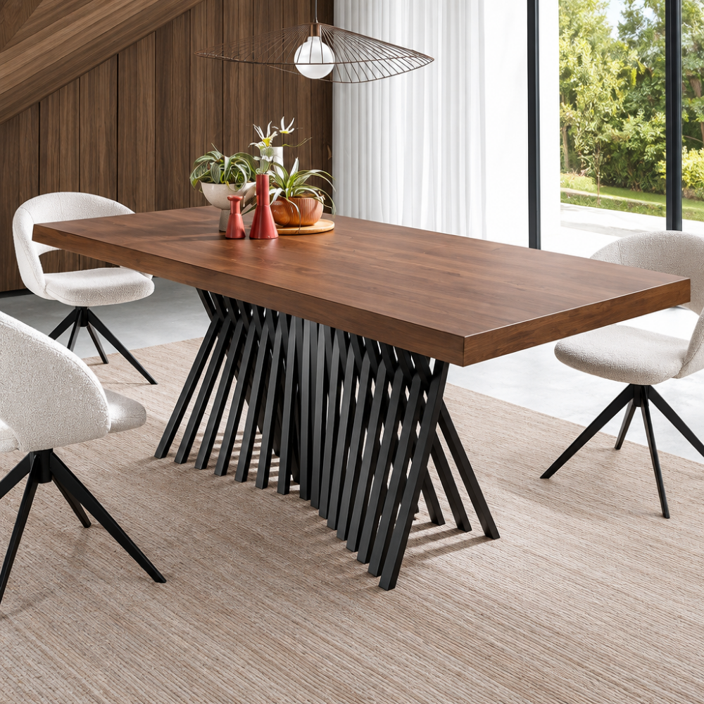 Mesa de Comedor Fija Modelo NC-LF FIX WOOD Tapa de Madera
