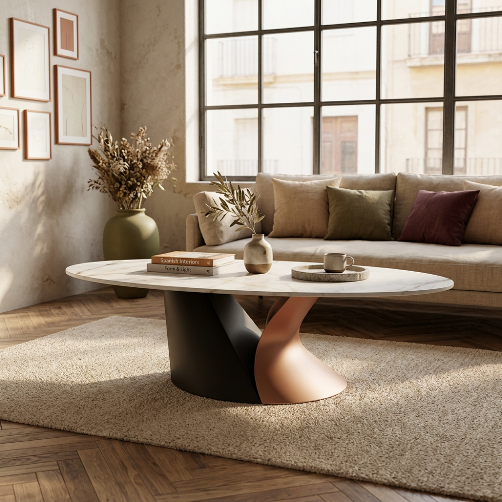 Mesa de centro modelo NC-NV B Tapa porcelánico