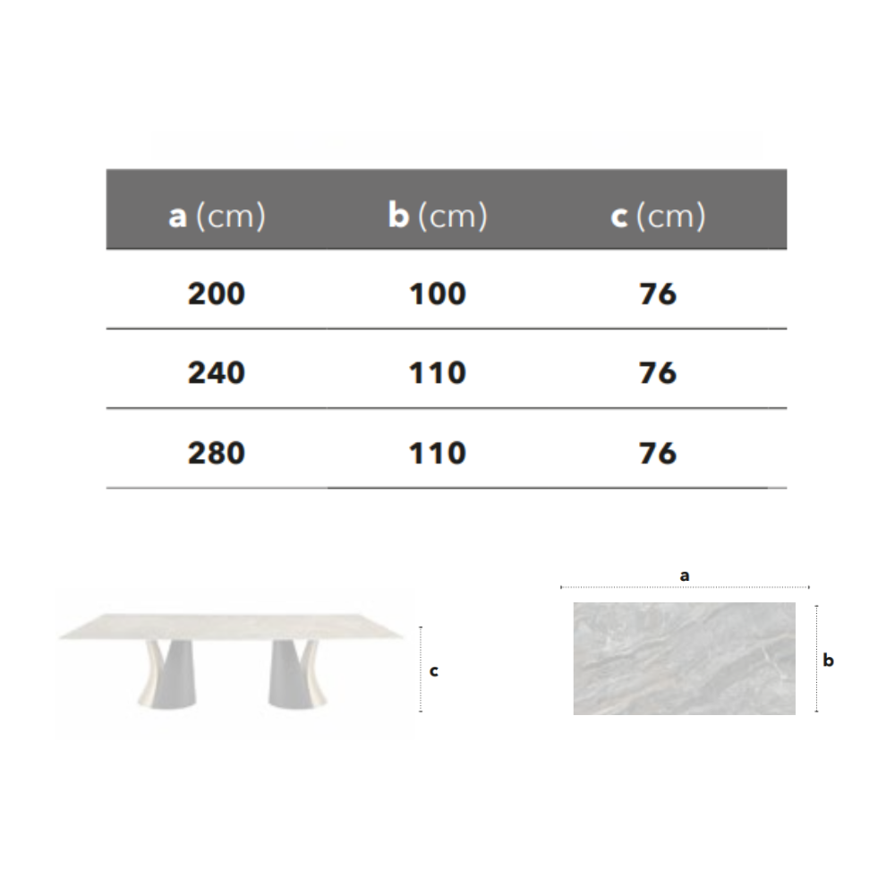 Mesa de comedor modelo NC-NVDBL FIX KER Tapa Rectangular Porcelánico