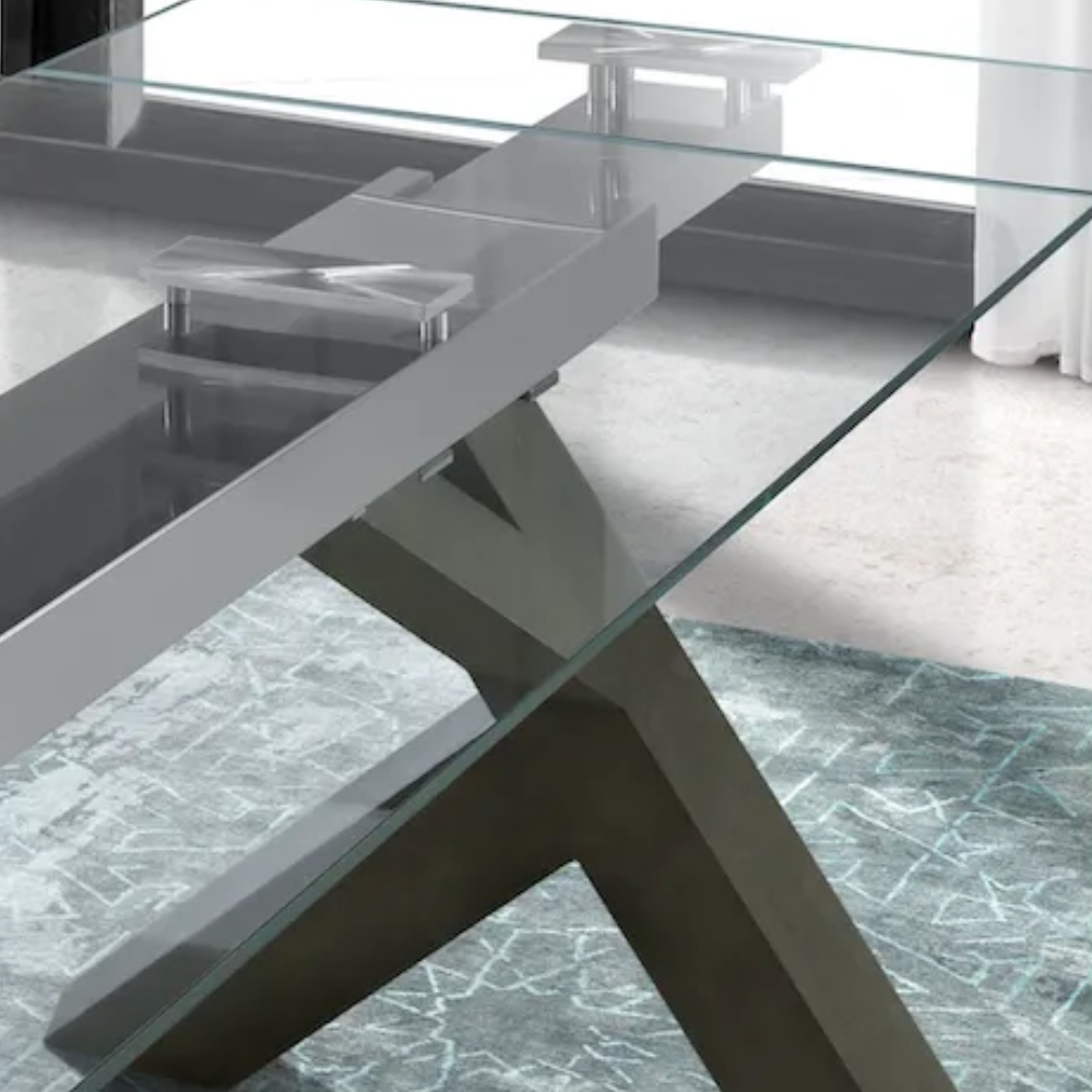Mesa de Comedor Extensible Modelo NC-SH EXT GLASS Tapa de Cristal