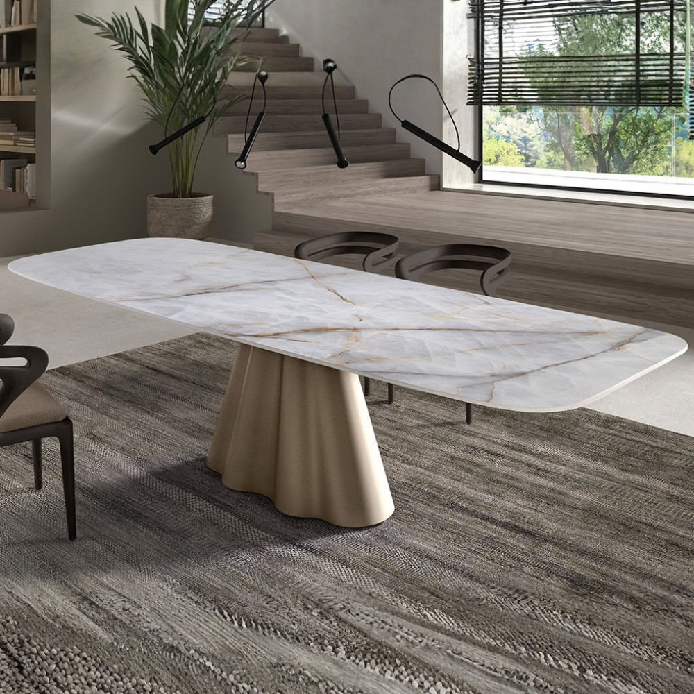 Mesa de Comedor Modelo NC-FLM FIX KER Tapa de Porcelánico