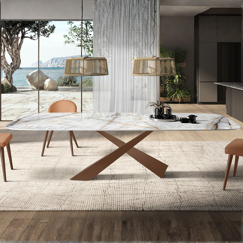 Mesa de Comedor Modelo NC-JSPR FIX KER Tapa de Porcelánico
