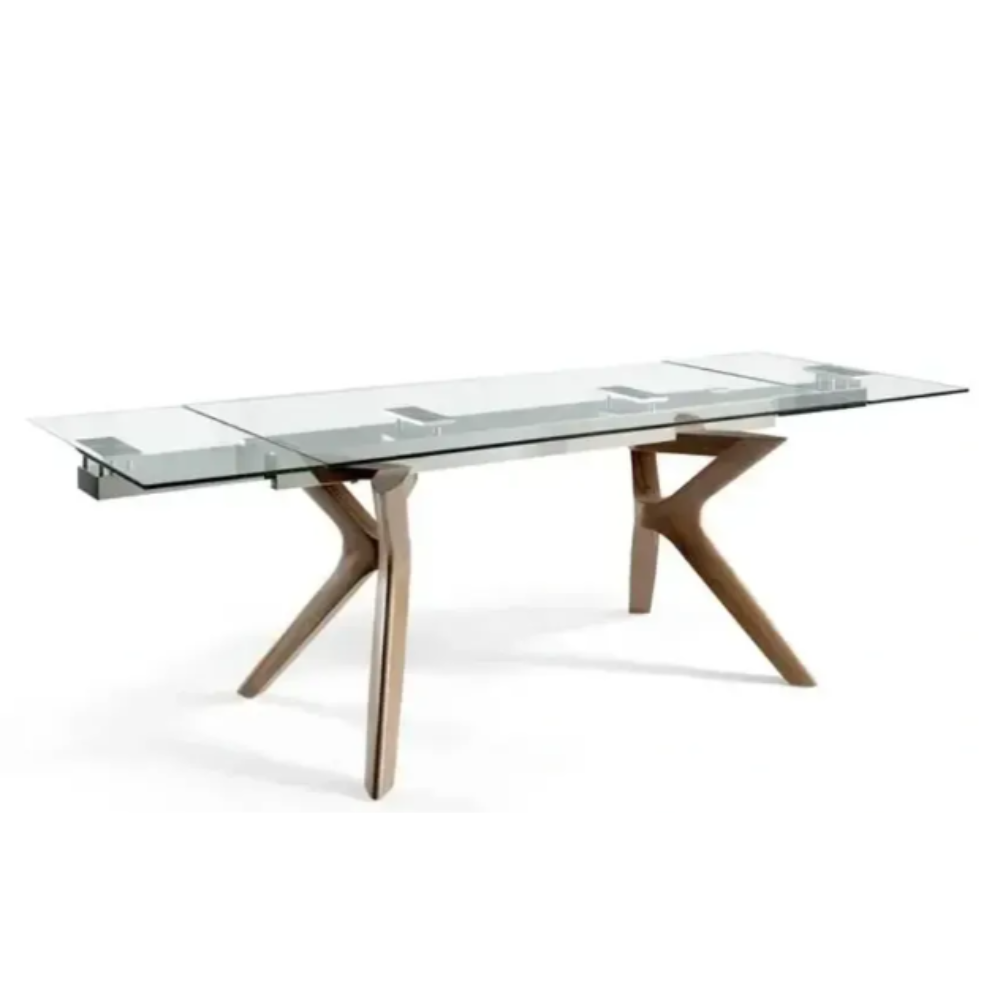 Mesa de Comedor Extensible Modelo NC-LN EXT GLASS Tapa de Cristal