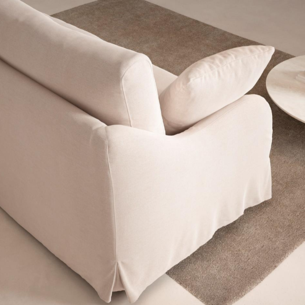 Sofá de diseño totalmente desenfundable modelo Portixol en tejido natural