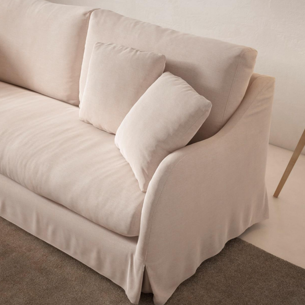 Sofá de diseño totalmente desenfundable modelo Portixol en tejido natural