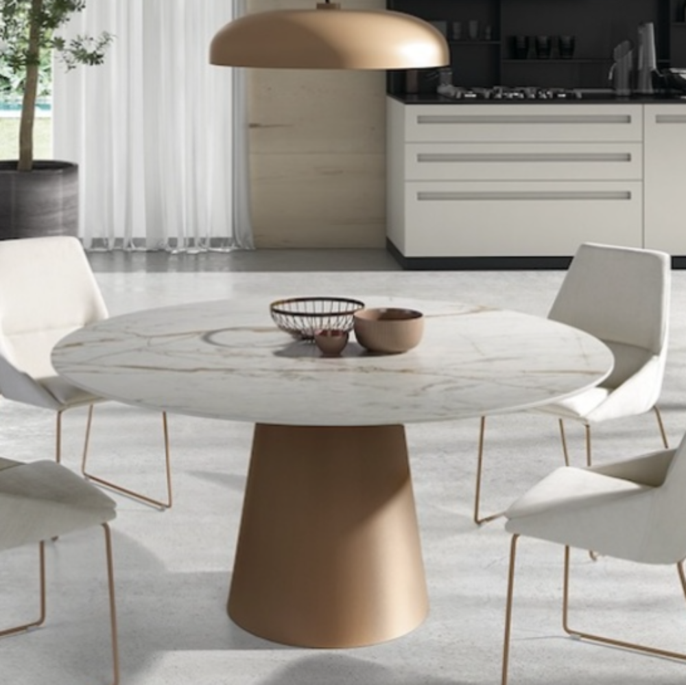 Mesa comedor de diseño circular modelo RTVG