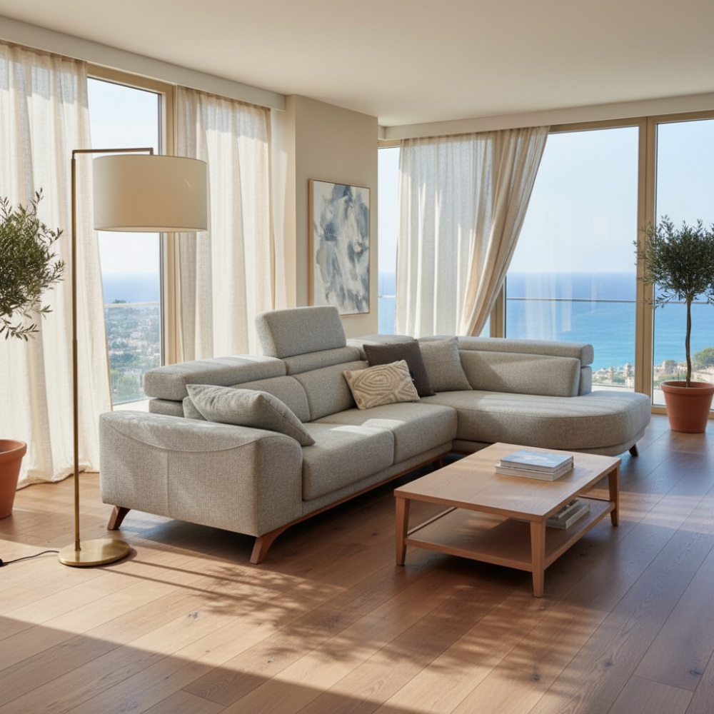 Rinconera chaiselongue de diseño curvado modelo MADEIRA