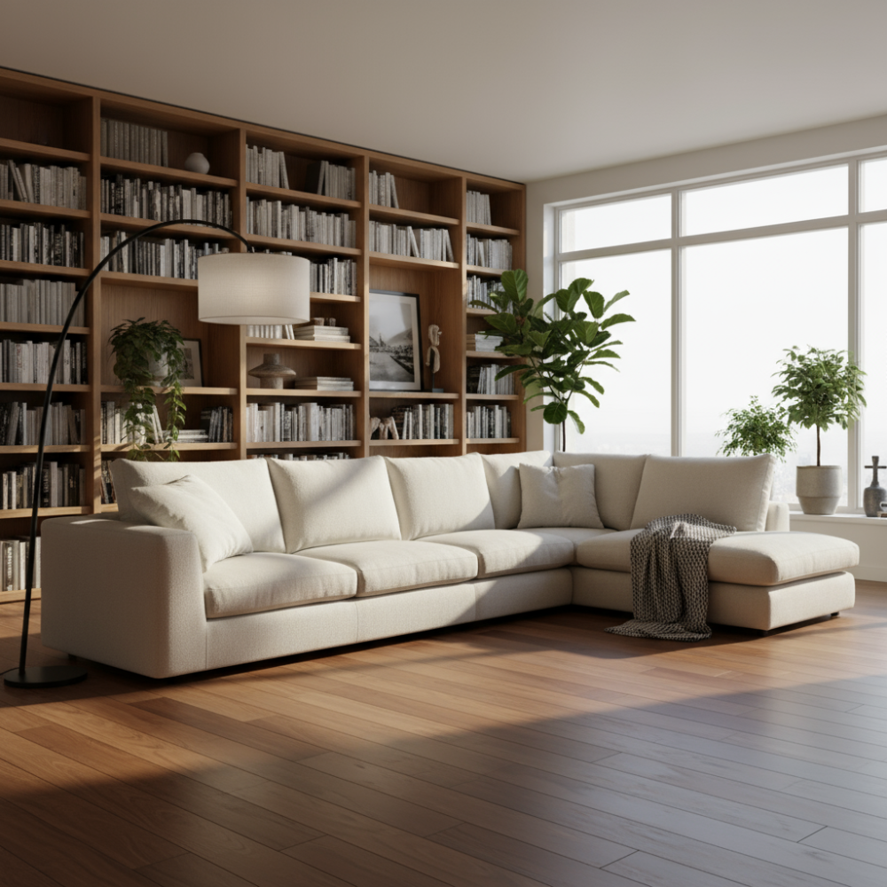 Rinconera de diseño abierto modelo IBISSA tapizado Aquaclean