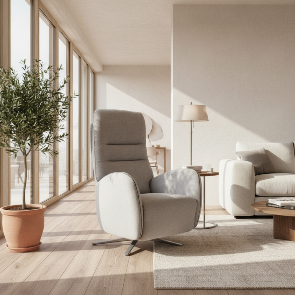 Sillón relax de diseño giratorio modelo ONIX tapizado Aquaclean