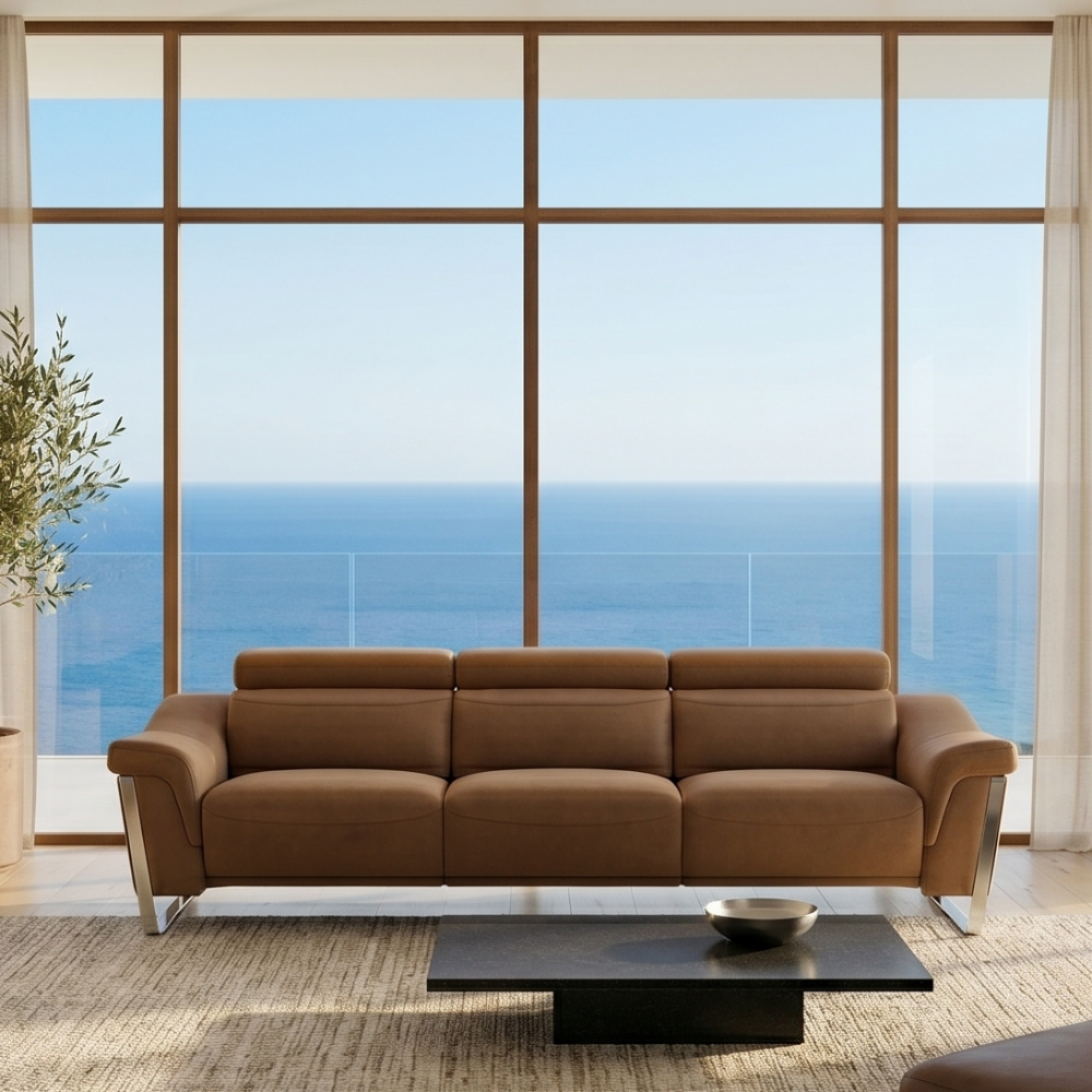 Sofá relax con cabezales manuales modelo CINOVA Tapizado Aquaclean