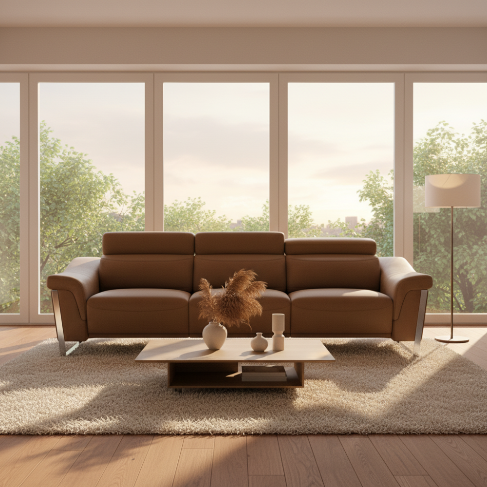 Sofá relax con cabezales manuales modelo CINOVA Tapizado Aquaclean