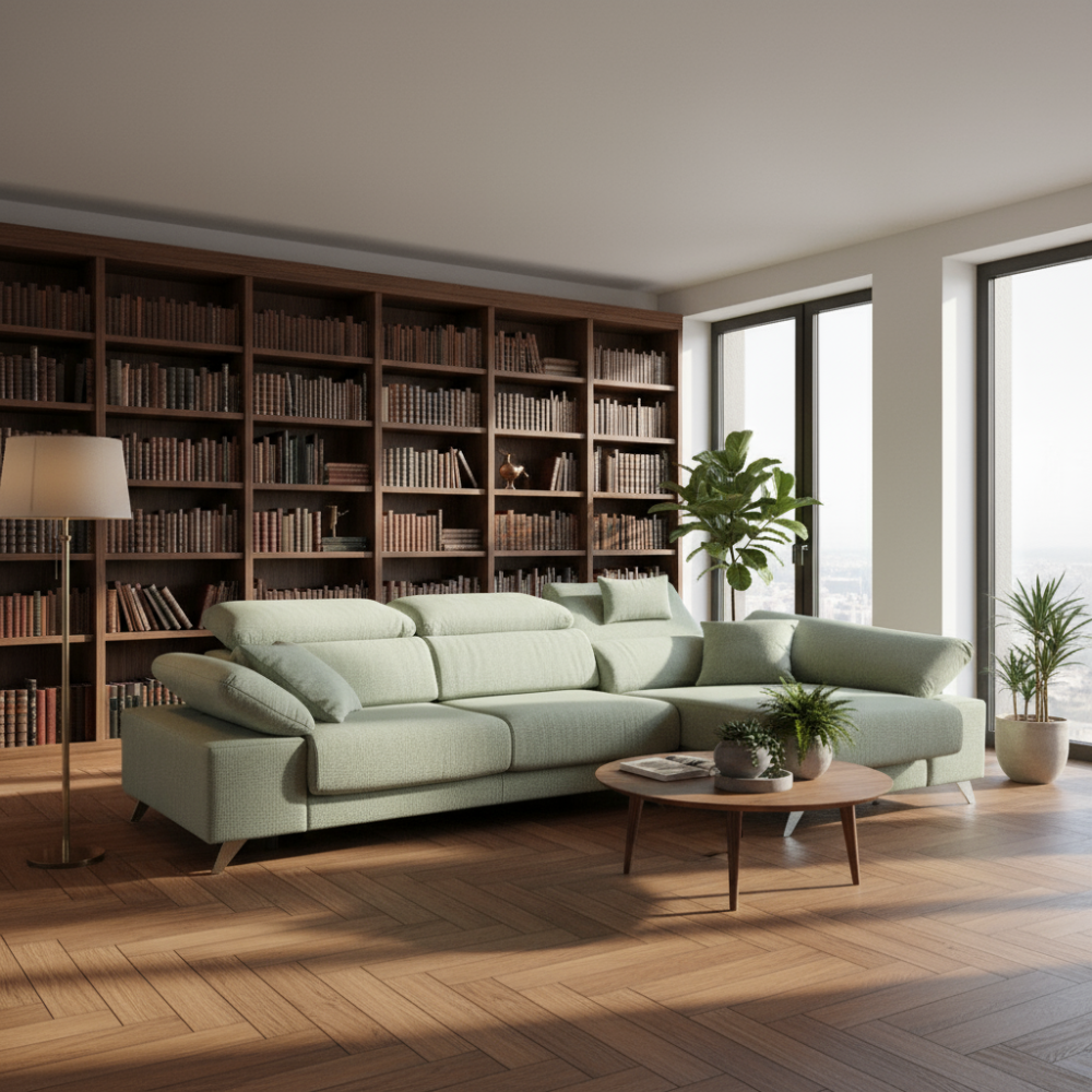 Sofa modelo NICE con chaiselongue en Tapizado AQUACLEAN