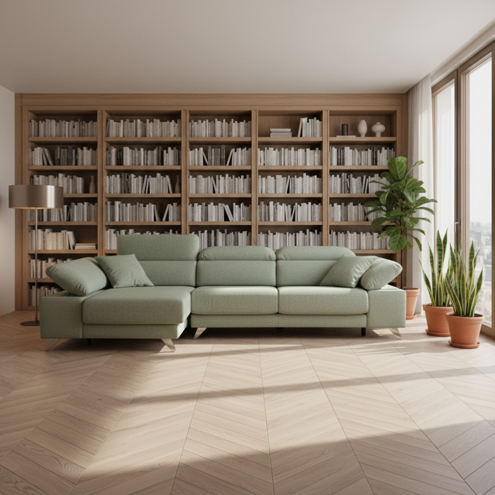 Sofa modelo NICE con chaiselongue en Tapizado AQUACLEAN