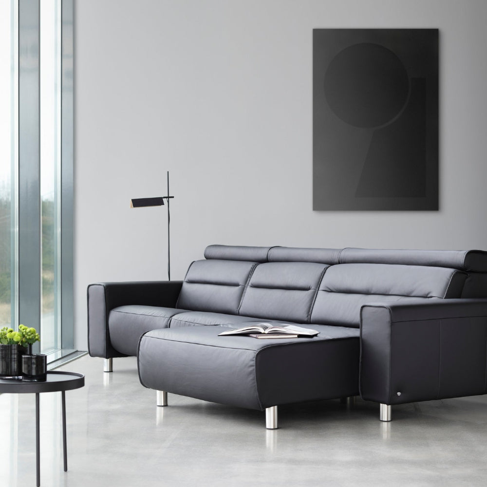 Sofá chaiselongue (L) Long Seat modelo EMILY Stressless® Power™ Brazo Ancho piel Paloma