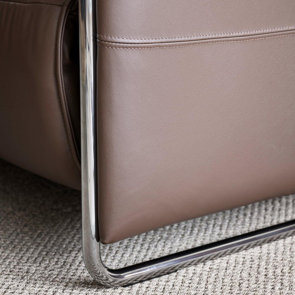 Sofá chaiselongue (L) con Long Seat modelo EMILY Stressless® Power™ Brazo Metal piel Paloma