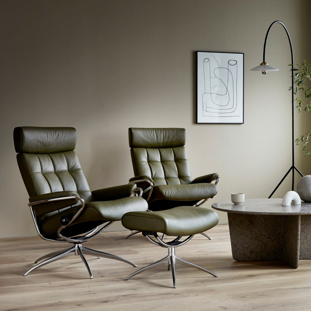 Sillón de Stressless® modelo LONDON Pie Star base Plus™ System BalanceAdapt™ piel Batick
