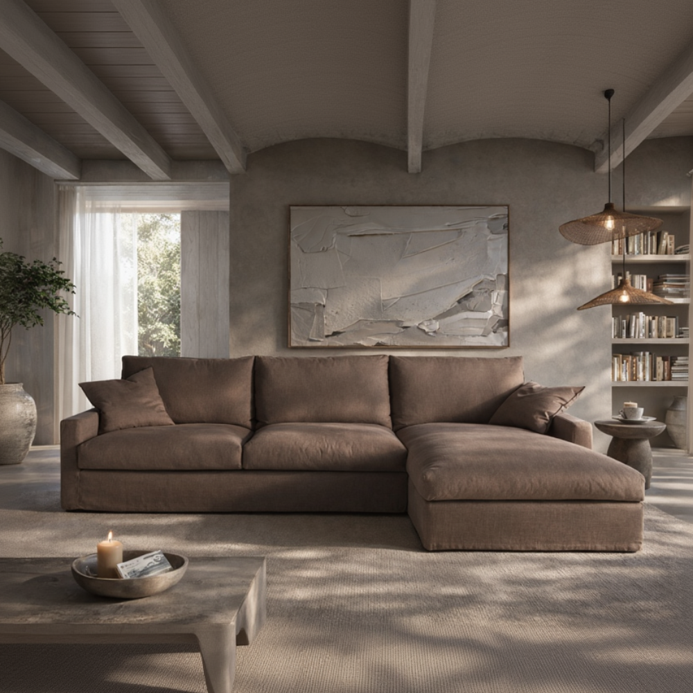 Chaiselongue cama totalmente desenfundable modelo SALINES en tejido lino 100%