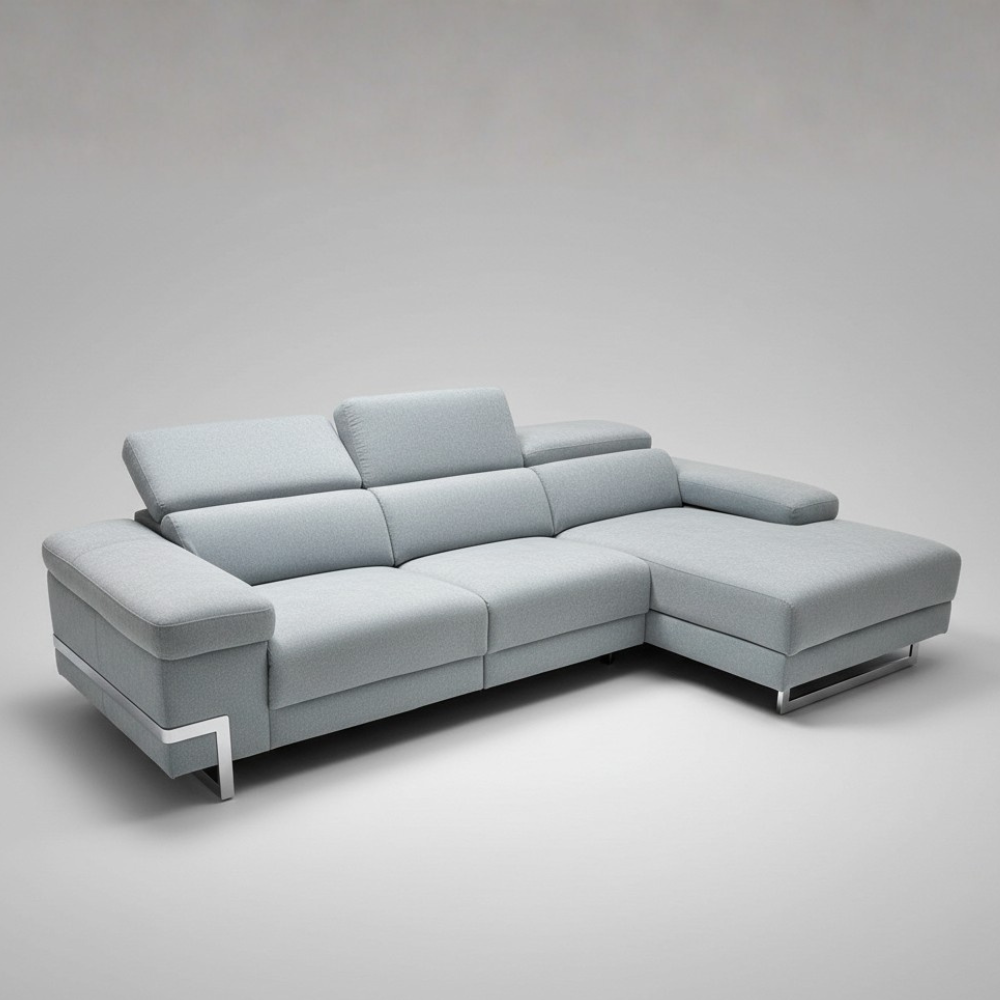 Chaiselongue modelo ACAPULCO con 2 asientos relax motorizados en tela Aquaclean