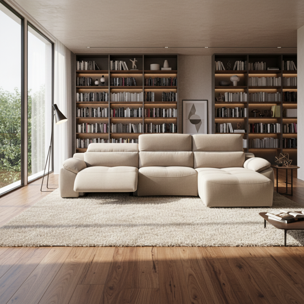 Chaiselongue BOSSANOVA con asientos relax y brazo almohada Tapizado Crevin