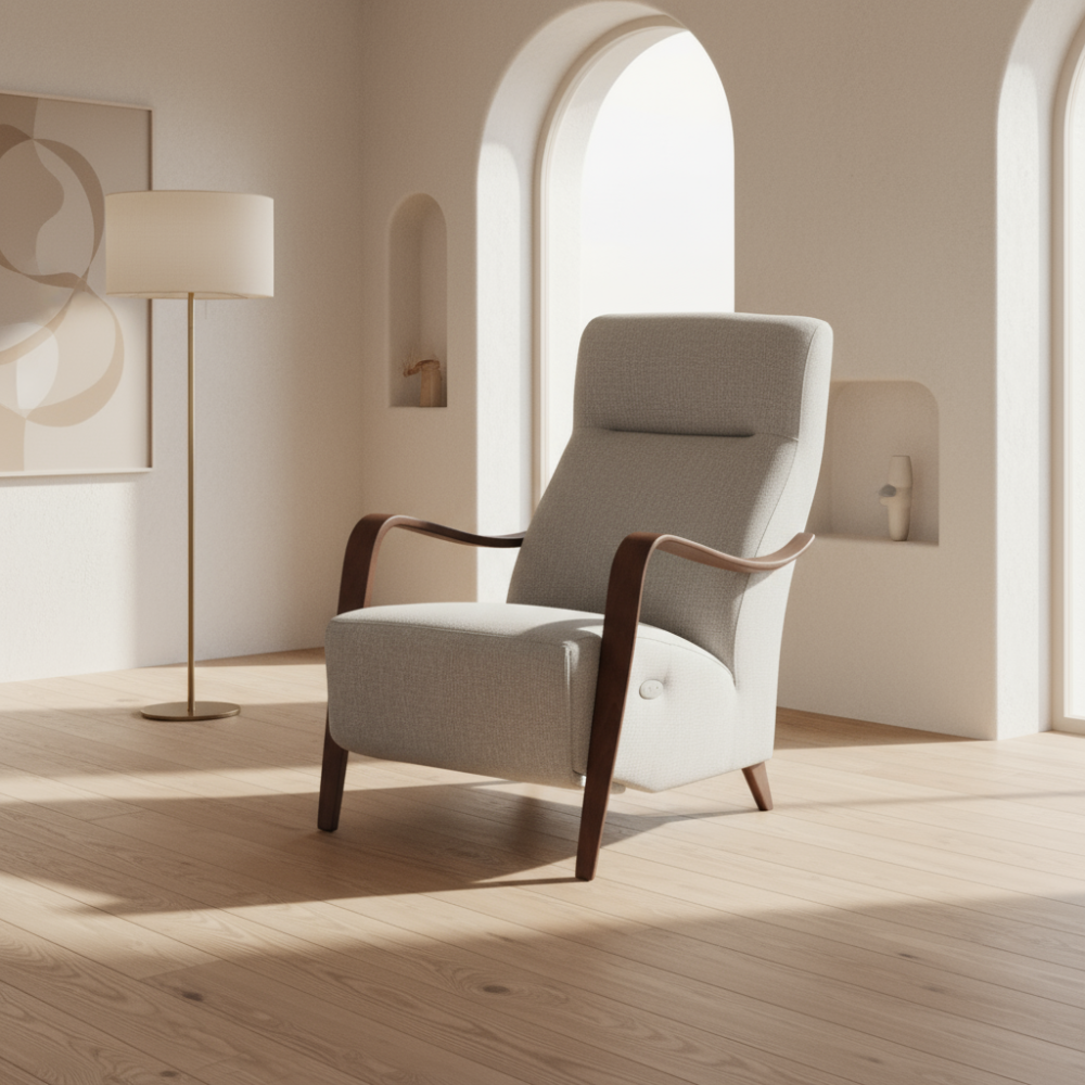 Butaca de diseño con apertura motorizada en reposapies modelo SIGMUND