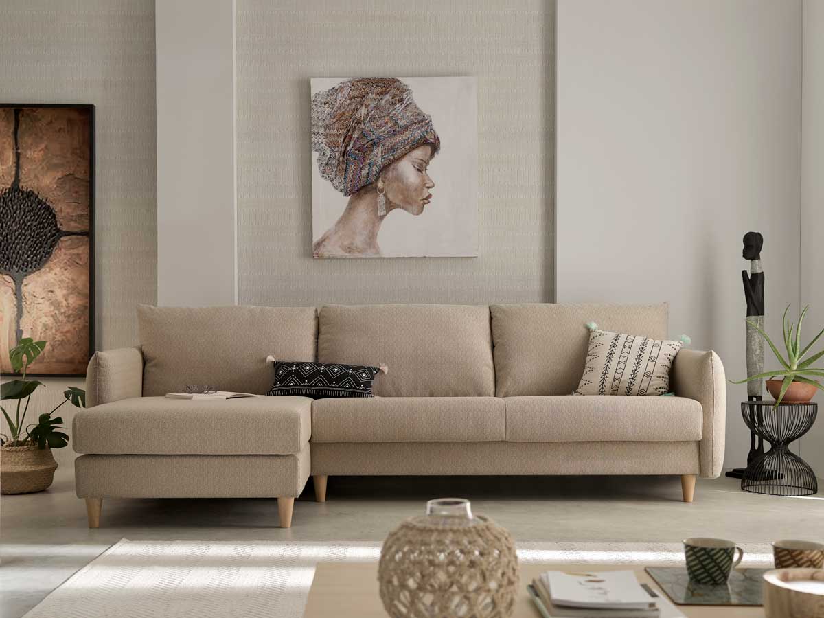 Sofá cama con Chaisselongue almacenaje modelo MINIMAL