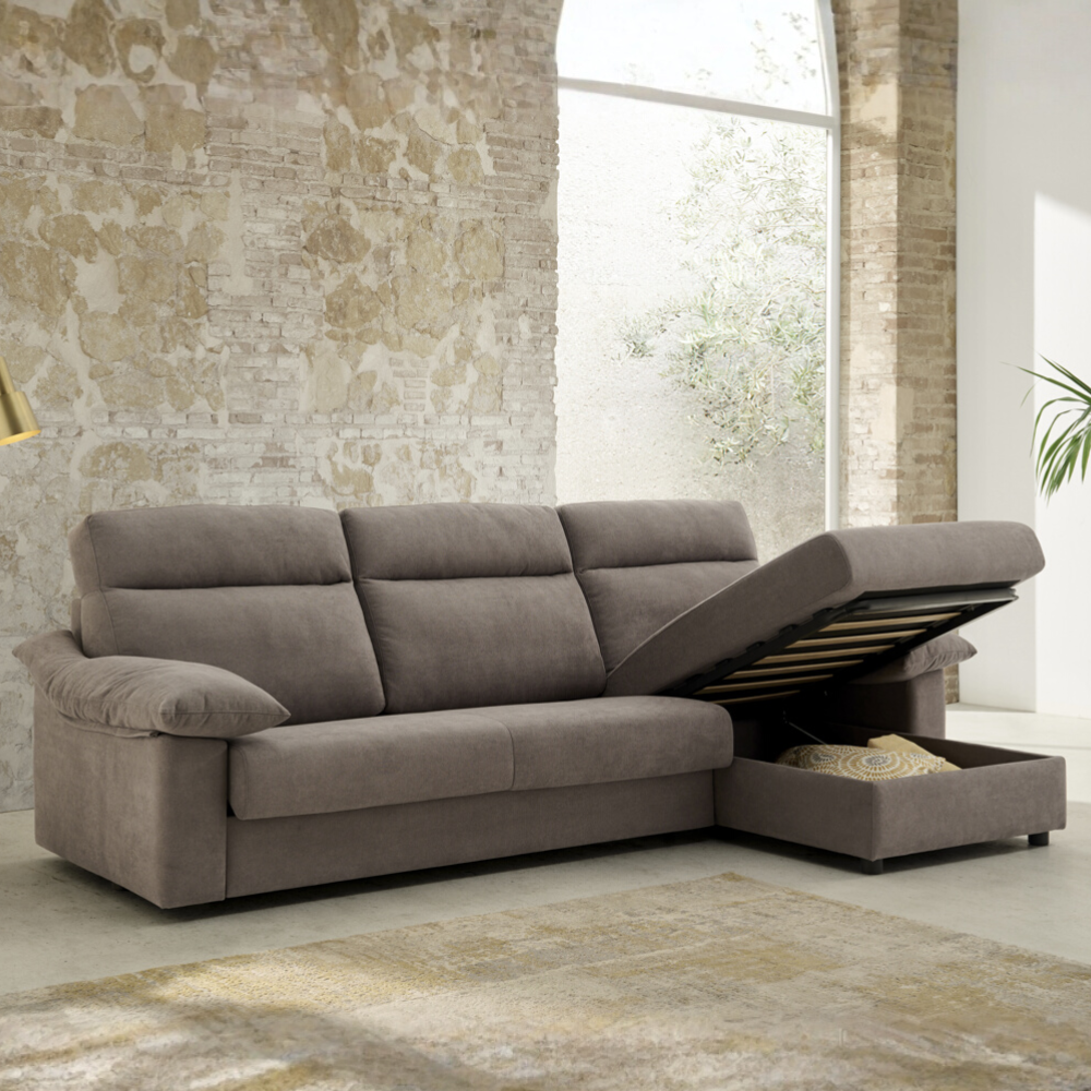 Sofá cama con chaiselongue apertura italiana modelo BERTON  de entrega Express