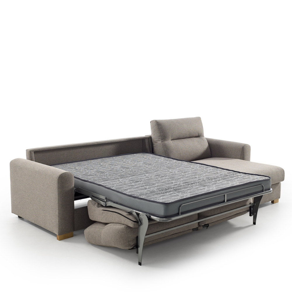 Sofá cama con chaiselongue modelo FARO con apertura Italiana Tapizado Aquaclean