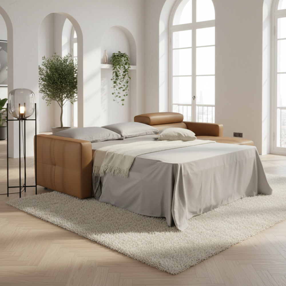 Chaiselongue cama modelo HIPPO tapizado Piel