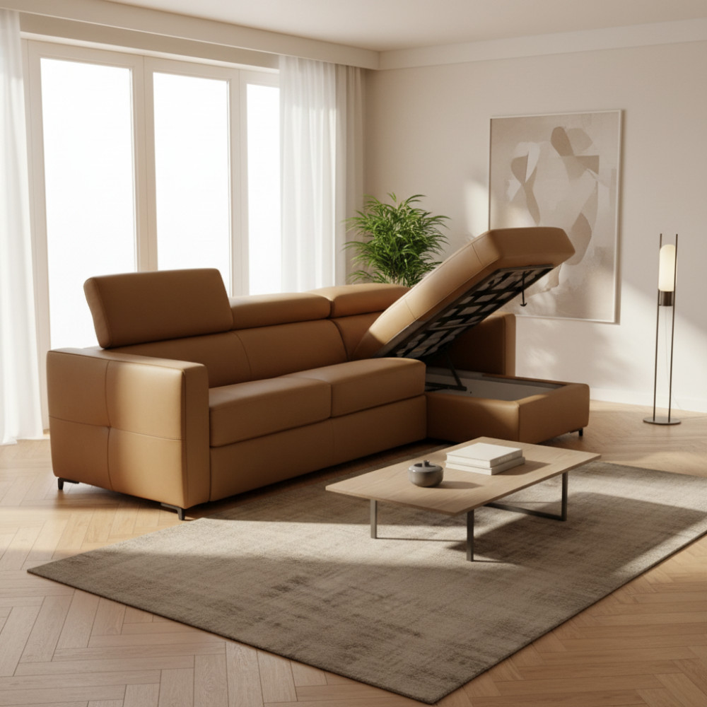 Chaiselongue cama modelo HIPPO tapizado Piel