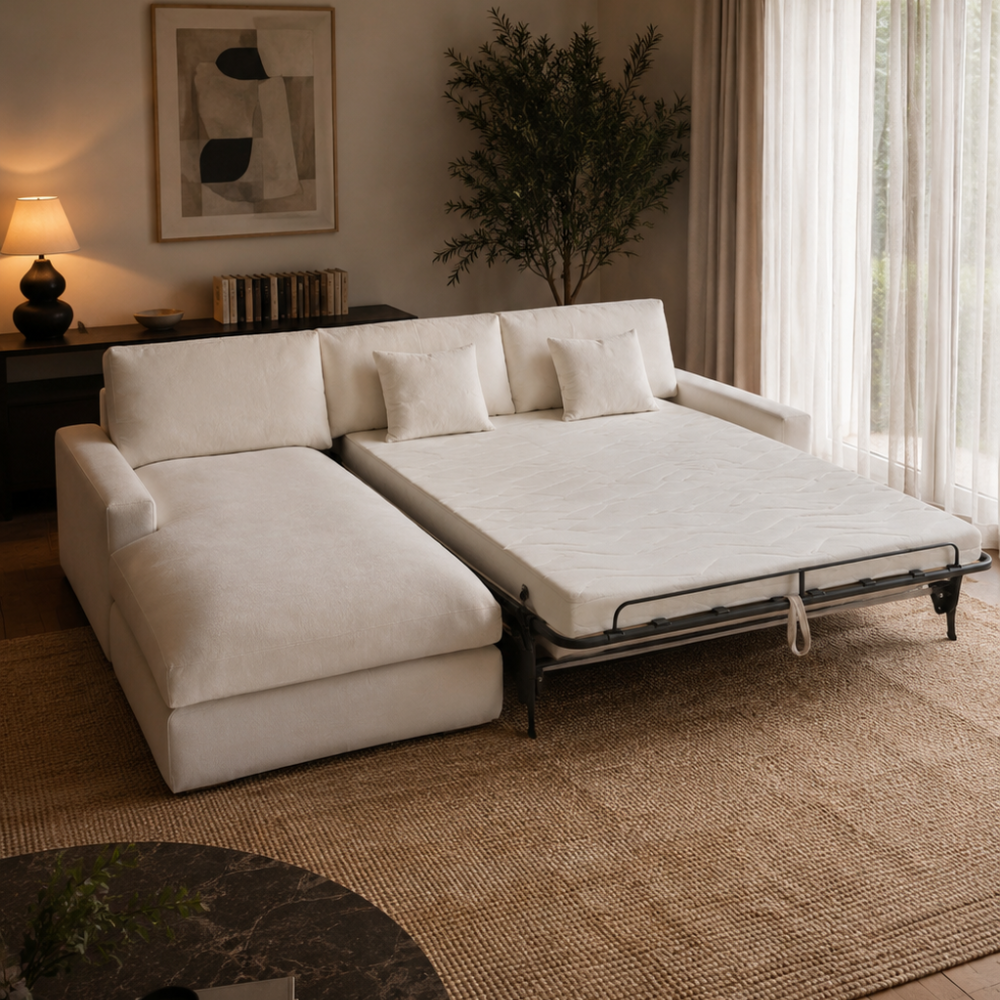 Chaiselongue cama totalmente desenfundable modelo SALINES en tejido lino 100%