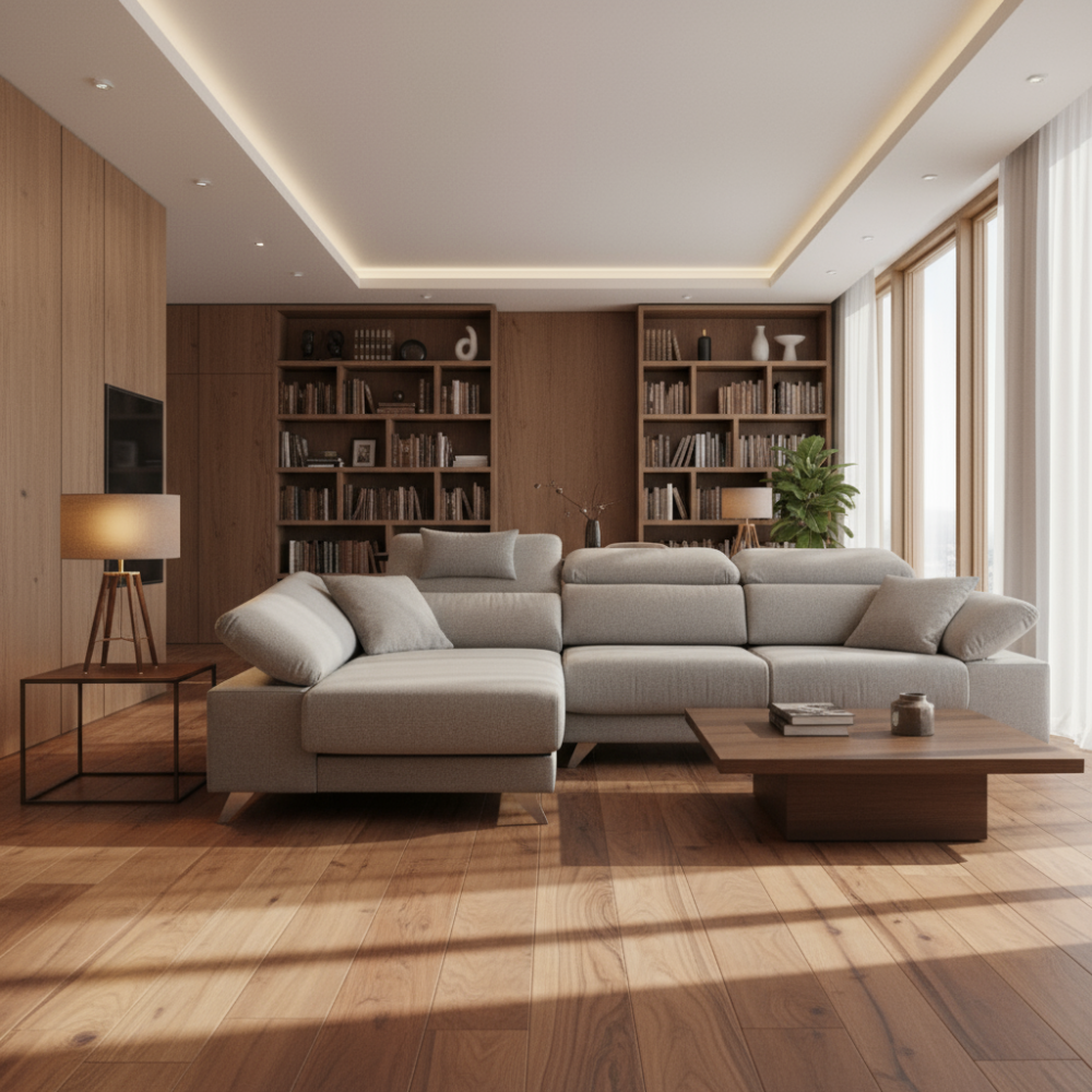 Sofá modelo Nice con Chaiselongue Tapizado Antimanchas