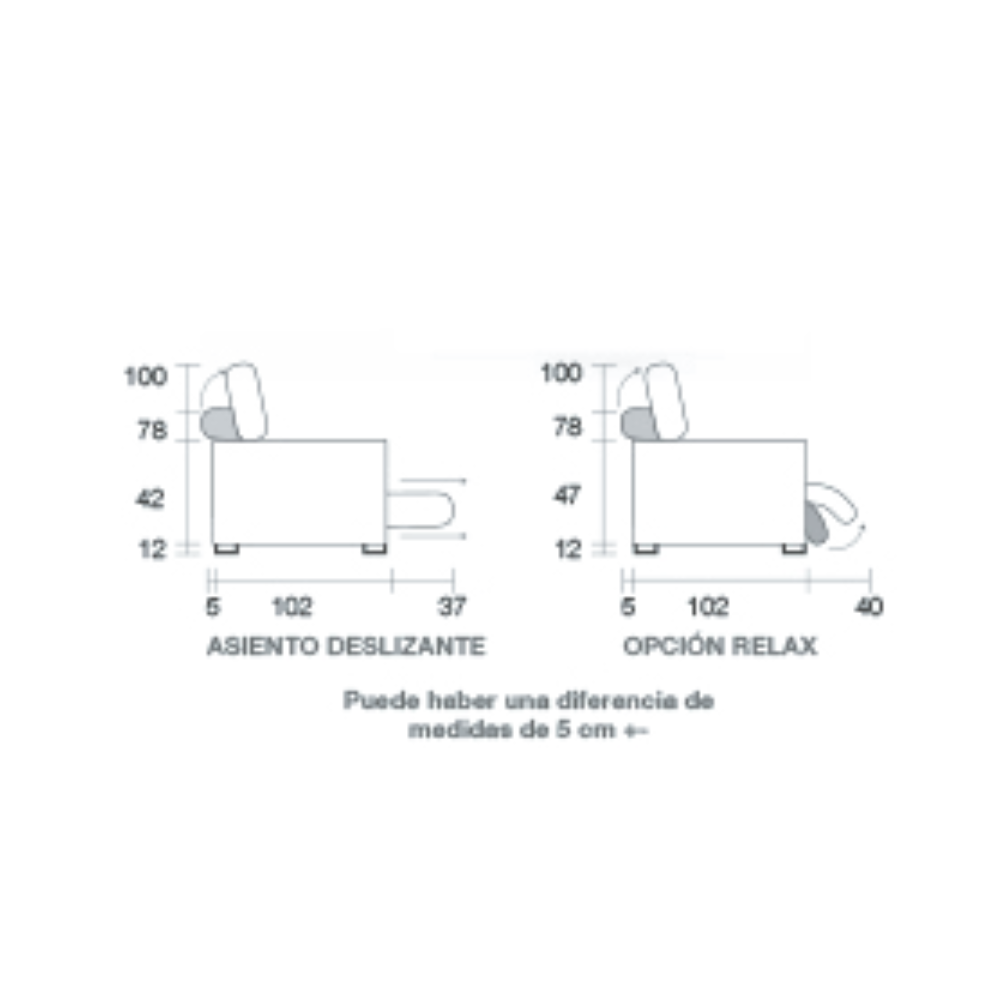 Chaiselongue modelo NICE deslizante con carro en tela AQUACLEAN