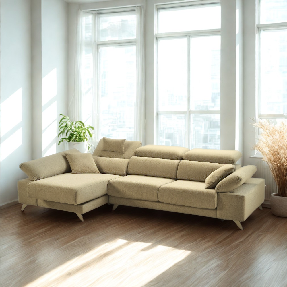 Sofa modelo NICE con chaiselongue en Tapizado AQUACLEAN