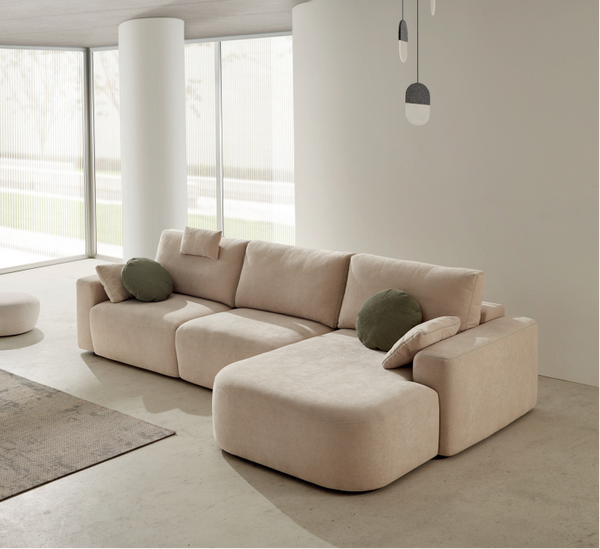 Sofa chaise Longue 3plazas tela gris Nil – Mueblestudio