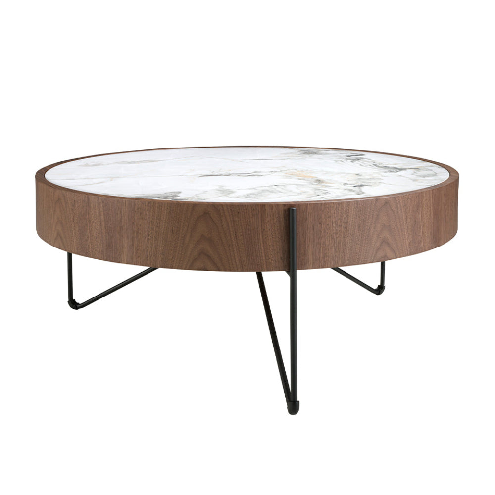 Mesa centro de diseño circular mármol porcelánico