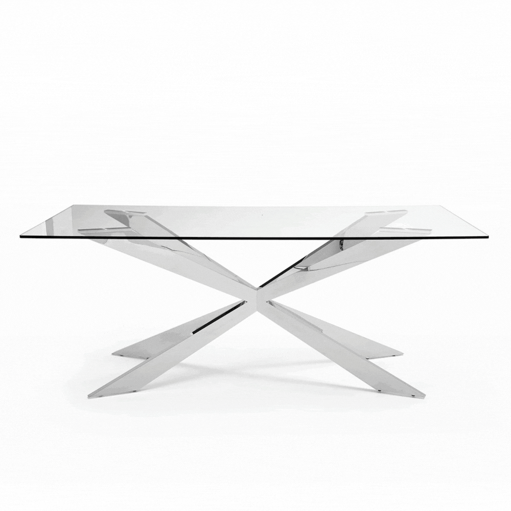 Mesa de Comedor Fija modelo Atnoxmilan Tapa Cristal