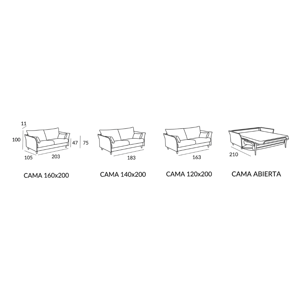 Sofá cama modelo GAVIOTA Tapizado Aquaclean especial mascotas
