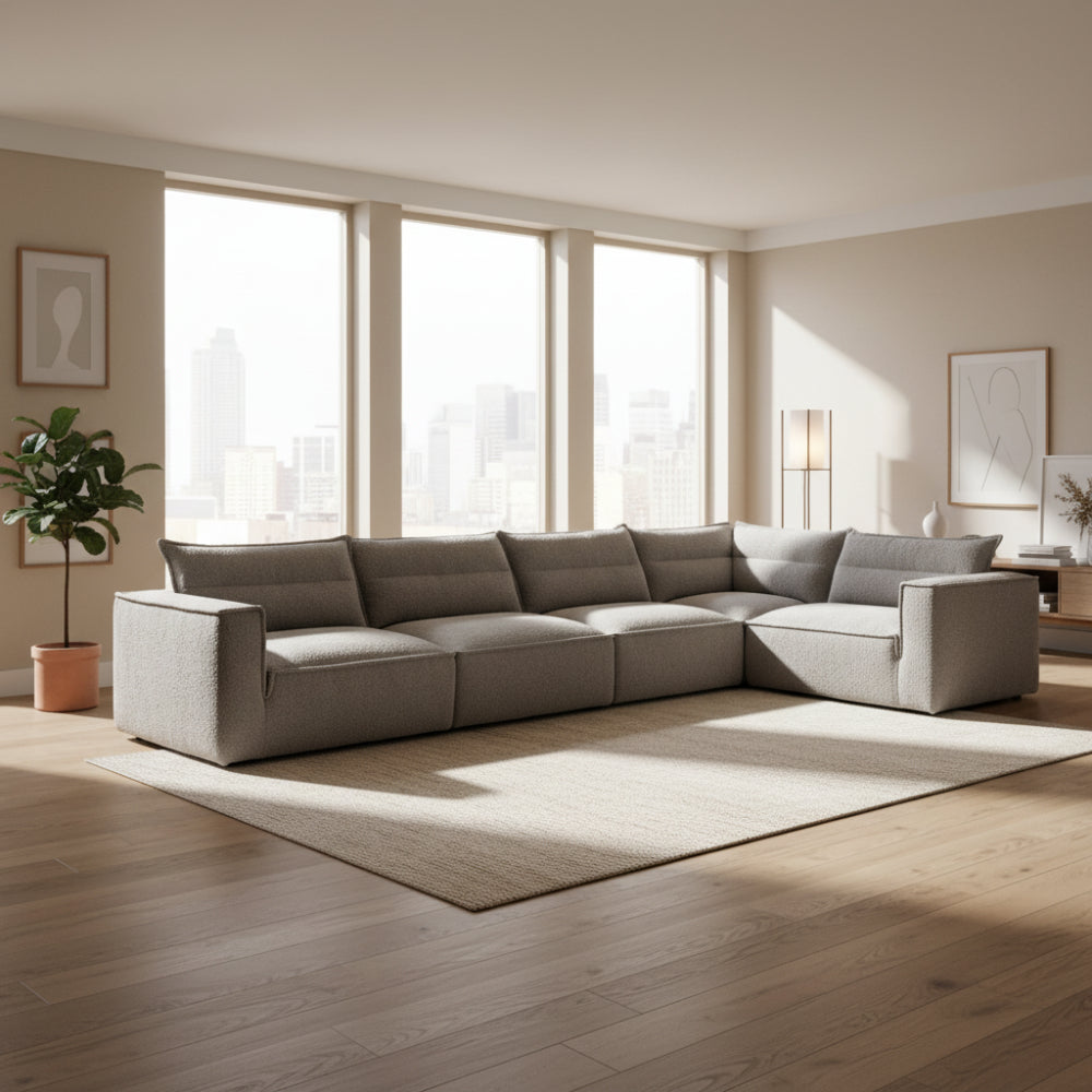 Rinconera de diseño modular y fondo reducido modelo HIPSTER en tejido bouclé