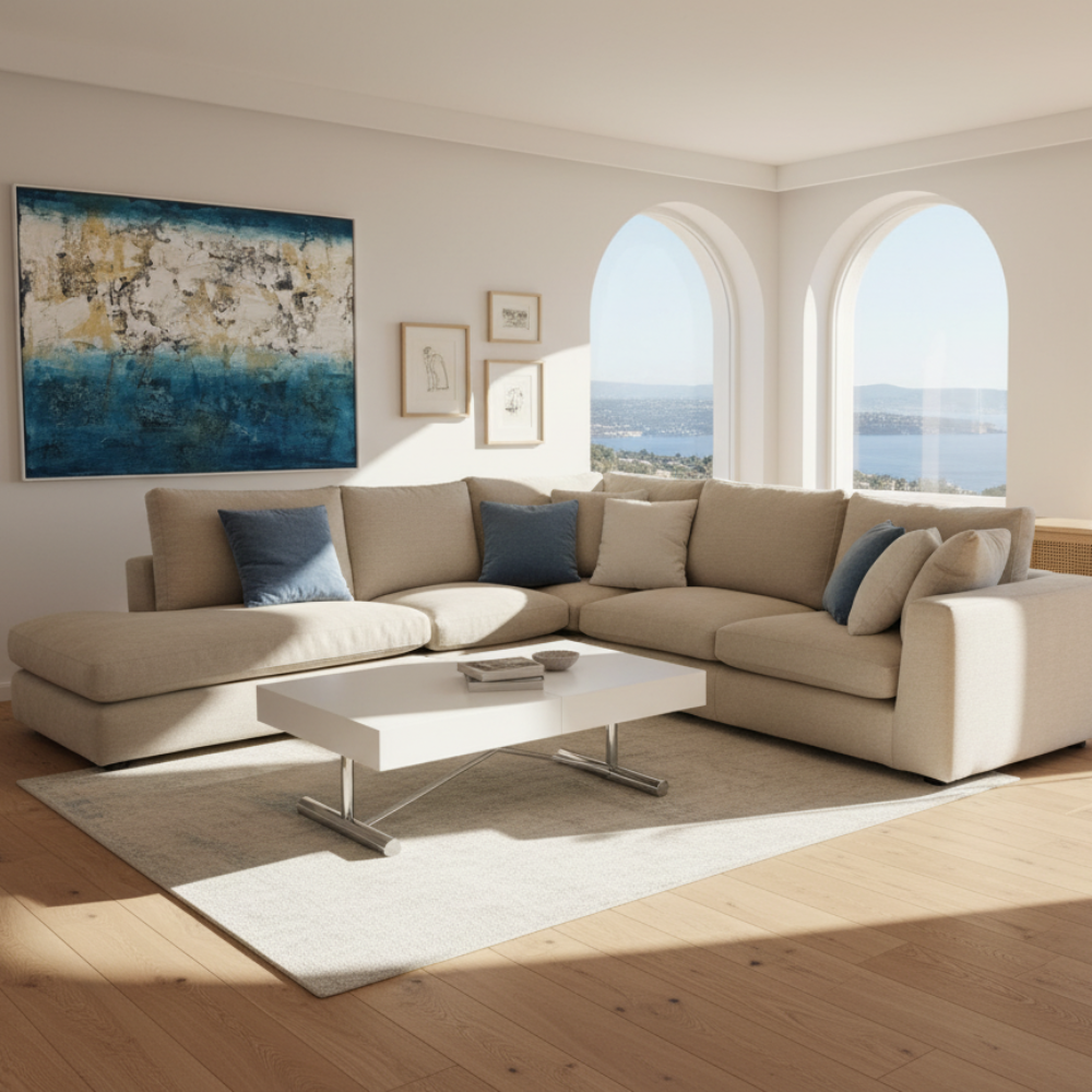 Rinconera de diseño abierto modelo IBISSA tapizado Crevin