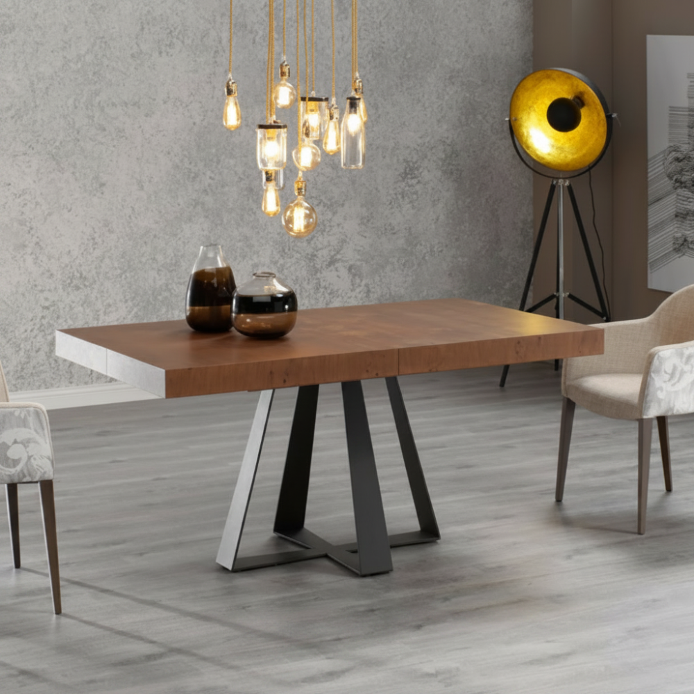 Mesa comedor de diseño extensible modelo IN-CRS tapa madera