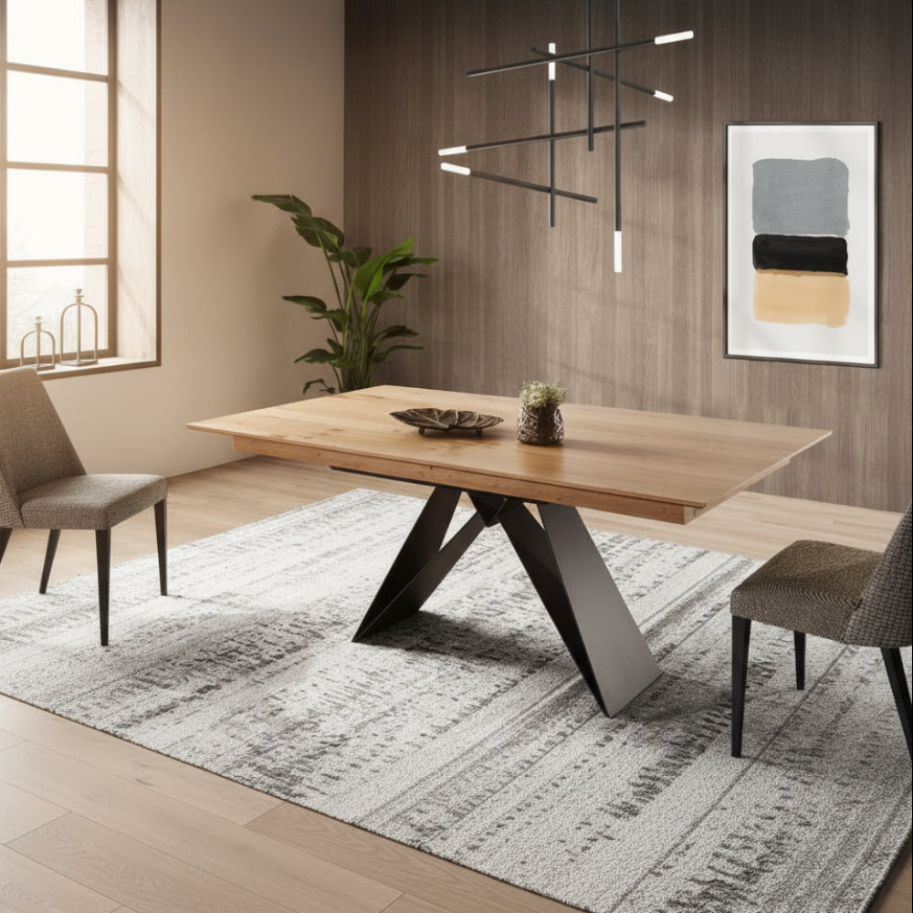 Mesa comedor de diseño extensible modelo IN-NS tapa madera