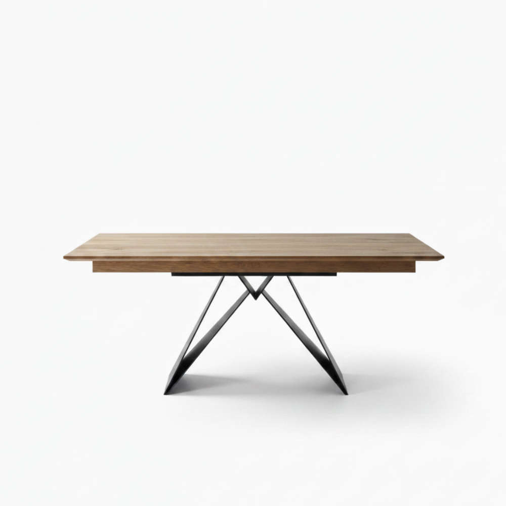 Mesa comedor de diseño extensible modelo IN-NS tapa madera